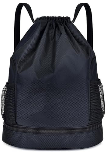 1 zaino con coulisse, strumento di immagazzinaggio portatile, zaino sportivo casual, borsa sportiva semplice, borsa impermeabile con coulisse, adatto per viaggi, shopping (nero), Nero , 40*31*17cm