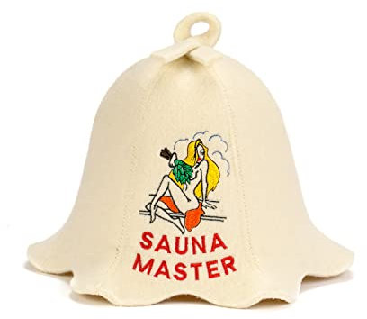 SAUNA GURU Sauna Master Hat, 100% Organic Wool Felt Sauna Cap, Banya Hat Sauna Hair Protector, Sauna Accessories Embroidered Hat, Sauna Accessory, Russian Sauna Hat, Sauna Gifts for Men and Women