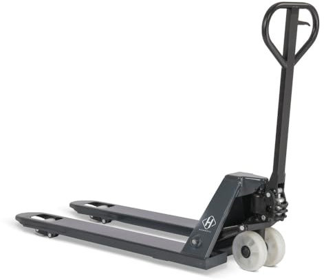 HEMMDAL Hubwagen | 2.000 kg Tragkraft | 1.150 mm Gabellänge | Lenkrad/Gabelrolle aus verschleißarmen Nylon | Einfach-Gabelrollen | Palettenhubwagen