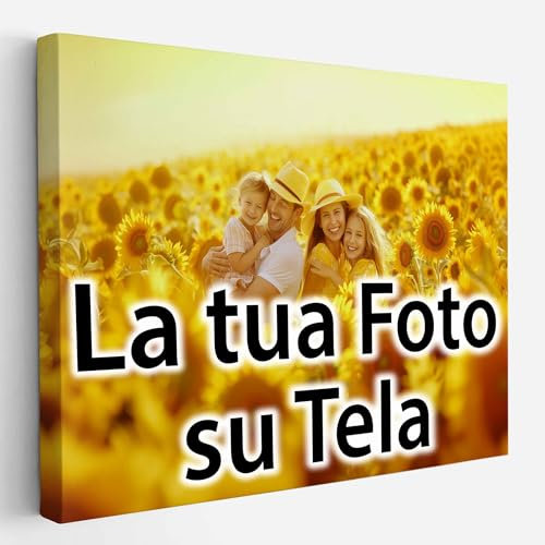 ConKrea - Quadro Personalizzato su Tela Canvas - Stampa la tua Foto su Tela in Alta Definizione con Telaio in Legno Massello - Pronto da Appendere - 40x30 cm