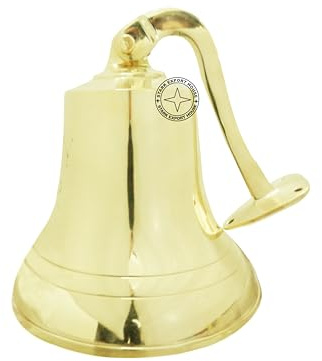 8 Inch Solid Brass Ship Bell Beautiful Decorative & Functional School Reception Dinner Shop Hotel Service Bells Super Loud Hand Call Bell Nautical Best for Gift (mkbv)