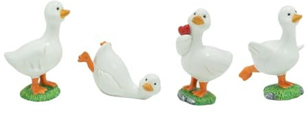 Piceioep Lot de 4 figurines de canard décoratives en résine pour jardin, paysage et espace intérieur
