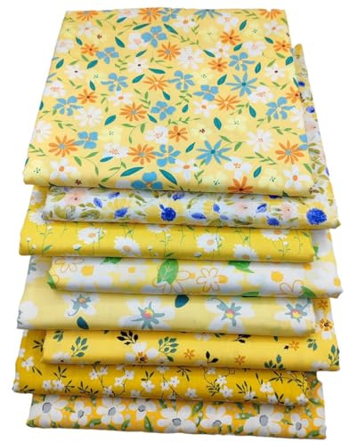 Odot 8 Pièce de Tissu à Coudre Patchwork, Paquet de Tissu en Fleurs pour Machine à Coudre, Fait à la Main Sewing Artisanat pour DIY Patchwork Fait Main (Fleurs mignonnes,25 * 25cm)