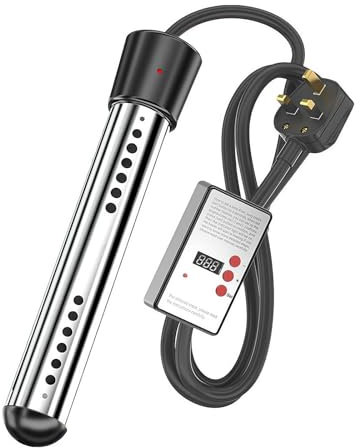 Portable Water Heater Pool Heater,Electric Immersion Fast Heating Paddling Pool Heater with 304 Stainless Steel,Bucket Heater with Digital LCD Thermometer for Home Camping Bath Pool Outdoor (2000W)