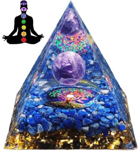 JYNVO Pirámide Orgonita del Árbol de la Vida, Piedra Curativa de Amatista, Regalo para Niños & Niñas, Suerte, Salud y Buena Fortuna