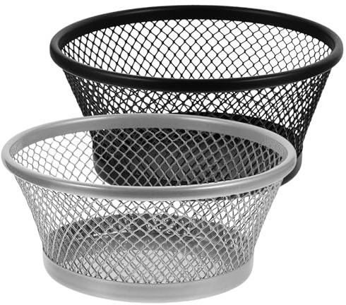 Alipis 2 pièces Organiseur de Trombones Maille Métallique Empilable Support de Bureau pour Papeterie et Petits Accessoires Rangement Compact Noir et Argent Accessoire Pratique pour