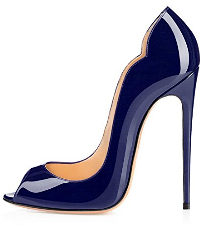 Elashe Escarpins Femme Talon Haut | 12cm Bout Ouvert Talon Aiguille | Pompes à Talons Hauts Bleu EU41