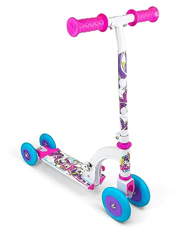OZBOZZ SV20004 Unicorn My First Scooter, White, Pink and Blue Wheels