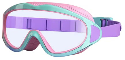 SWAUSWAUK Schwimmbrille Kinder - Kinder Schwimmbrille 4-12 Jahre, Swimming Goggles Kids, Großes Objektiv Anti Fog Wasserdicht Komfortabeler (Rosa & Grün)