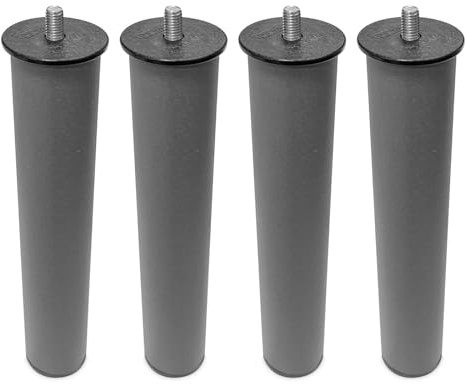 Somnia Descanso - Set di 4 gambe da 27 cm di altezza rotondi metallici per rete o base tappezzata, robusti e stabili