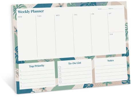 Riley's Weekly Planner Pad, Calendar Tear Off, Desk Organizer, To Do List Notepad, Undated Daily Planner 11 x 8.5