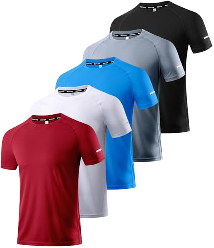 Boyzn Lot de 1, 3, 5 ou 7 t-Shirts Sport pour Hommes. Manches Courtes, Fonctionnels, Respirants et à séchage Rapide. Idéals pour la Course à Pied, Le Fitness, la Musculation et l'été.