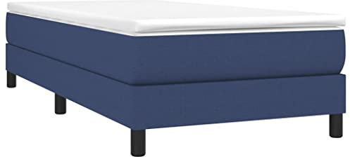 vidaXL Bettgestell, Polsterbett Bett für Schlafzimmer, Bettrahmen mit Lattenrost, Schlafzimmerbett Einzelbett, Blau 90x200cm Stoff