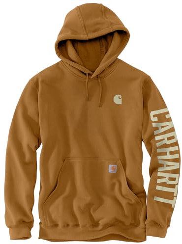 Carhartt Sweat-shirt imprimé en « C » à coupe ample Rain Defender d'épaisseur moyenne SWEATSHIRT Homme, Marron, S