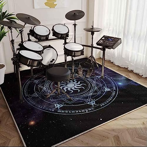 GYYFQH Schlagzeug Teppich Drum Teppich Schlagzeugteppich Rechteck Snare Teppich Trommelmatten-Teppich Schallschutz- Und Entstaubungsteppich Dicker Rutschfester Trommelteppich,D-80×160cm
