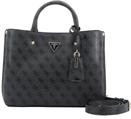 GUESS Damen Meridian Girlfriend Satchel Schulranzen, Griffe Oben, Kohle-Logo