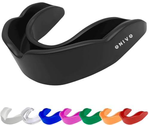 ONIVO Mouth Guard for Men and Kids 12+, Durable Gum Shield for Boxing, MMA, Rugby, Hockey Martial Arts, Judo, Karate and other Sports - Includes Case, Comfortable for Jaw Protection and Safety (Black)