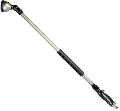 RESTMO 92 cm Untra Langer Gießstab, Gartenbrause Metall mit 180° schwenkbaren Kopf | 10 Sprühmustern | Daumenflusskontrolle | Bewässerung Zauberstab zum für Blumenampeln und Sträucher