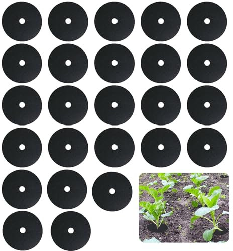 Clydewy 25pcs Cabbage Plant Collars for Plants Slug Deterrent 5.9 Inch (15 Cm) Diameter Round Mulch Ring for Deters Root Flies Nematodes Slugs Snails and Weeds at Roots of Plants