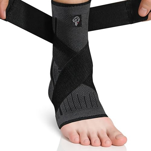 NEO X-PRO Sprunggelenkbandage - Einstellbares Fußbandage - Flexible knöchelbandage - Ultradünn Fußgelenkbandage - Komfortabel - Rechte und Linke Fußgelenk - Damen und Herren (Schwarz, L)