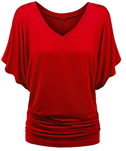 Womens Tops Elegant Cowl Neck Ruched Shirt Ruffle Sleeve Tunic Top Wrap Dressy Casual Blouse Summer Oversized T Shirts Stretch Soft T-Shirts Ladies Plus Size Outfits 8-22 Grey Pink Purple Red White