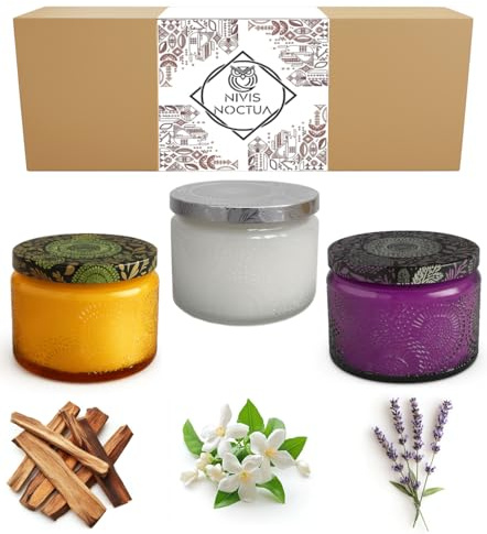 Set Velas Aromáticas Cera De Soja 100g Lavanda Sándalo Jazmín Con Aceites Esenciales Tarros Cristal Decoración Aromaterapia Meditación Yoga Baño Hogar Regalo Natural Diseño Relajante Elegante