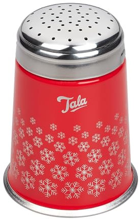Tala Chocolate Duster, Food Shaker Tools for Even dustoing of Choclate of coca Powder, Ideal for Hot Chocolate & Yule Logs, Comes is a Festive Red Colour