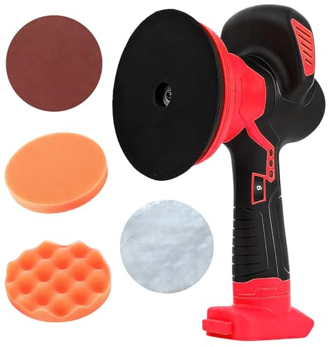 Cordless Buffer Polisher compatible with Milwaukee Battery,6 Variable Speed, 6800 RPM Orbital Polisher for Car Boat Wood Polishing Detailing Waxing(No Battery) (Red)