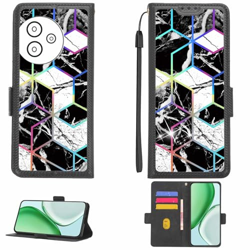 Aroepurt fodral kompatibelt med Cricket Sn333C telefonfodral flipskydd [med härdat glas skärmskydd] [RFID-blockering] [Färgglatt reflekterar ljus] LPT-HS