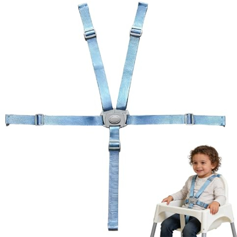 IEBTAWN Arnés De Seguridad De 5 Puntos, Cinturón De Seguridad Universal, Apto Para Sillas Infantiles Y Cochecitos, Correa De Repuesto Ajustable, Se Adapta A Capazos Y Sillas De Coche (Azul)
