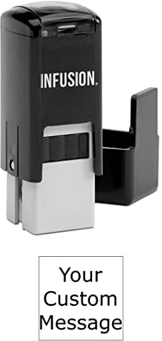 Infusion Self-Inking Custom Rubber Stamp (1/2 x 1/2) - Personalized Stamp for Office, Business, and Home Use - Customizable Text - Choose from 16 Colors