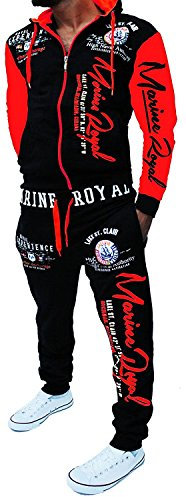 Unbekannt Herren Fitness Jogginganzug Sportanzug Trainingsanzug A.2254 ARMS ARMS Rot (XXL Schwarz-Rot