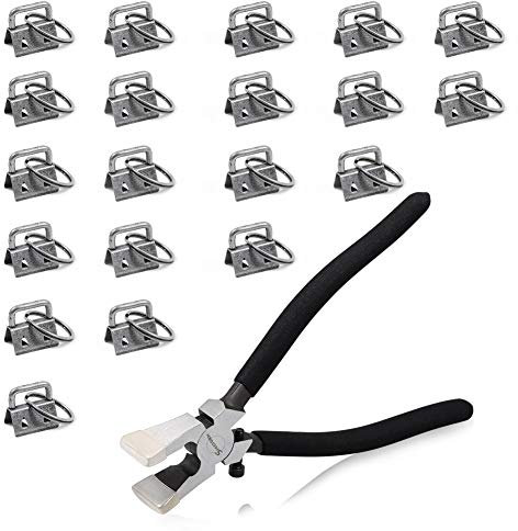 SPEEDWOX Glasbruchzangen mit Gummispitzen, 20 Stück, 2,3 cm, Schlüsselanhänger-Hardware-Set mit Schlüsselanhänger-Spaltringen, Gurtband, Stoff, Umreifung, Armband-Set, dunkles Nickel, Brechzange