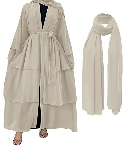 Damen Moslems Robe Lose Strickjacke mit Langen Ärmeln Kleid Robe mit Hijab Muslimische Kleidung für Frauen Arabisches Islamisches Gewand aus Dem Nahen Osten Nackt M