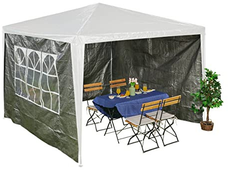 Relaxdays Paroi latérale pour tonnelle 3x3 m, Lot de 3, imperméable, Fermeture autoagrippante, Polyester, Gris