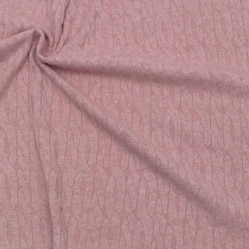 STOFFKONTOR Jacquard Strick Stoff Zopfmuster - Öko-Tex Standard 100 - Meterware, Farbe Alt-Rosa - für Bekleidung wie Jacken, Pullover uvm.