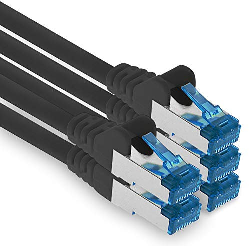 freiwerk Cavo di rete CAT-6a, 1,0 m, Ethernet, Lan & Patch RJ-45 SFTP, 10 GB/s, 5 pezzi, nero