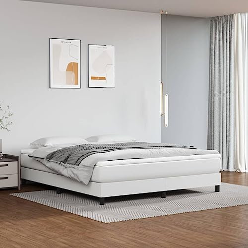 BAZZI Boxspringbett 160 x 200 cm Polsterbett Komplettes Bettset Mit Lattenrost Weiß-17 Kunstleder Jugendbett für Jugendzimmer, Futonbett