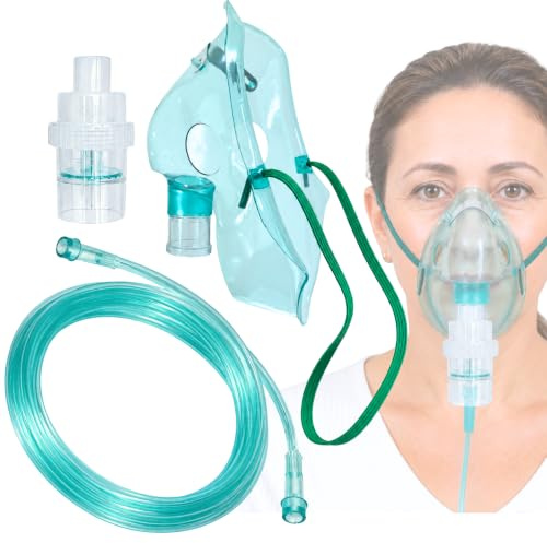 STAYPROTECH Nebuliser Replacement Set – Includes Upgraded Adult Nebuliser Mask, 2.1m Long Tubing & Nebuliser Chamber – Universal Nebuliser Replacement Accessory for Home & Travel Use.