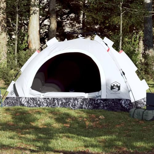 Tino Tech Tente de camping pour 2 personnes - Tente de groupe - Coupe-vent - Tente familiale - Grande tente à lancer pour famille - 200 x 150 x 120 cm - Polyester blanc - Occultant
