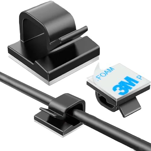 100 Pcs Cable Clips Self Adhesive, Sticky Cable Tidy Wire Clips, Adhesive Cable Management Holder for Organiser Wall, Desk Office Cables