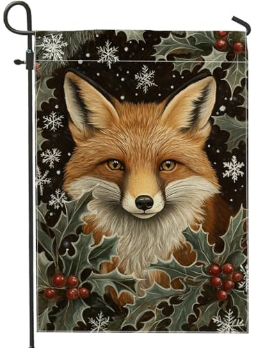 Corgi - Bandera de jardín de Navidad, decoración de vacaciones de invierno, bandera de arpillera de doble cara para decoración de patio, césped, diseño festivo con bayas de acebo, 12 x 18 pulgadas