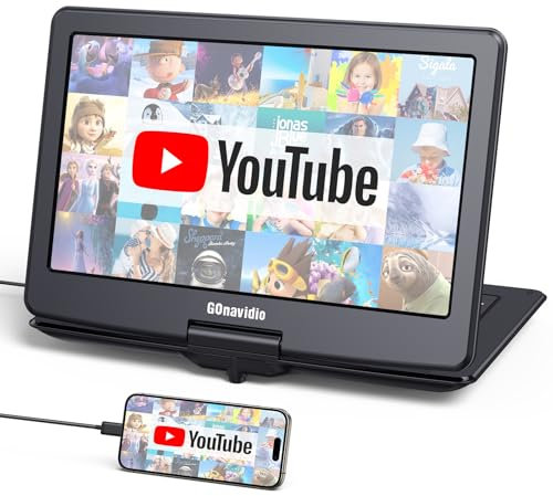 GOnavidio 17,9'' Tragbarer DVD Player mit 15,6 Zoll Bildschirm, 6 Stunden wiederaufladbarer Akku, Kinder TV unterstützt HDMI-Eingang, letzter Speicher, Regionsfrei, USB/TF-Karte