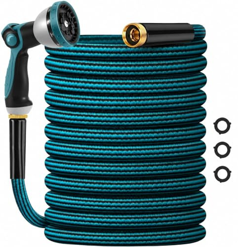 Garden Hose 50ft, Non-Expanding Water Hose Ultra Lightweight, Kink-Free, Sturdy, Flexible, Abrasion Resistant Hose for Yard, Lawn, Outdoor, Marine and Camper