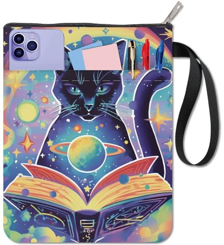 craspire Housse de Protection Colorée pour Livre de Poche Motif Chat Lavable avec Fermeture Éclair et Pochette Supplémentaire Idéale pour Les Amoureux des Livres et Les Camarades de Classe