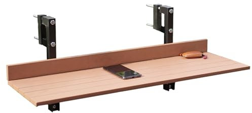 ZENSTYW Table Balcon Rabattable,Table Patio Suspendue pour Balustrade,Suspendue Réglable en Hauteur,Table De Balcon Rabattable Exterieur Petite Table Pliante pour Patio,Jardin