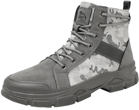 Bottes de randonnée imperméables pour homme - Bottes militaires tactiques - Chaussures de sécurité - Chaussures de loisirs - Bottes militaires - Bottes hautes - Bottes de travail, gris, 46 EU