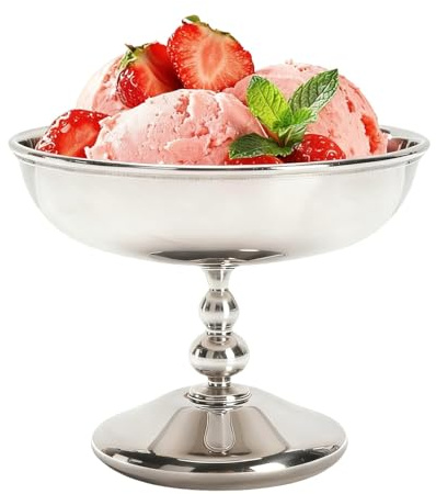 Glassbägare, 180ml Rostfritt Stål Isbägare Ispokal Glass Mugg Dessertskålar Med Fot, Dessertglas för Glass Frukt Cocktails Sallad Yoghurt Och Fruktpudding (#2)