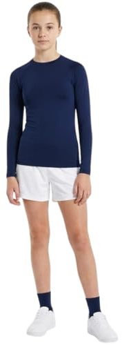 Athletic Sportswear Maglia Termica Bambina Manica Lunga - Sottomaglia Sportiva a Compressione per Calcio, Pallavolo, Danza e Ginnastica - Tessuto Traspirante Morbido e Caldo (Navy, 9-10 anni)