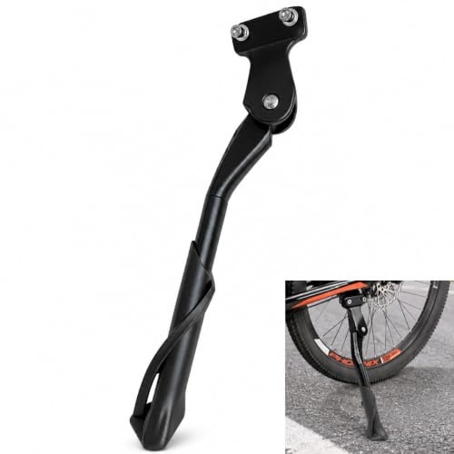 jtum Bike Kickstand Adjustable Centre Mount 24-29 Inch, Aluminium Alloy Bicycle Stand for Mountain Road E-Bike, Heavy Duty Non-Slip Side with Rubber Foot